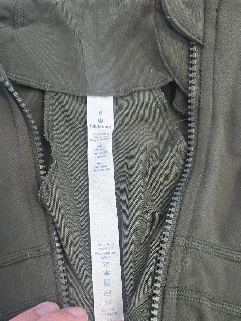 lululemon athletica Olive Green Form-Fitting Zip Bomber Jacket